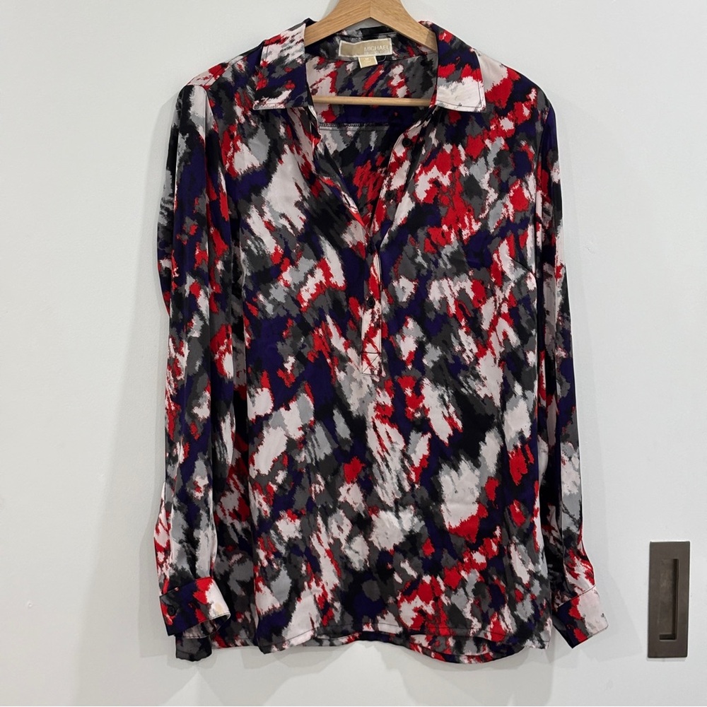 Michael Kors abstract print blouse size M Women’s Long Sleeves shirt